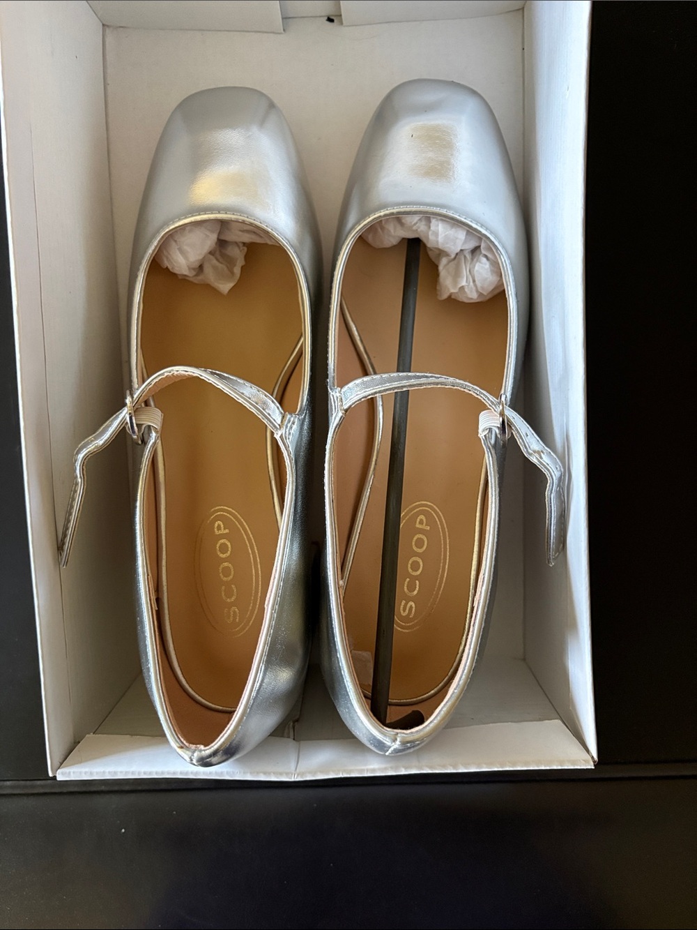 Scoop Metallic Silver Mary Jane Flats
